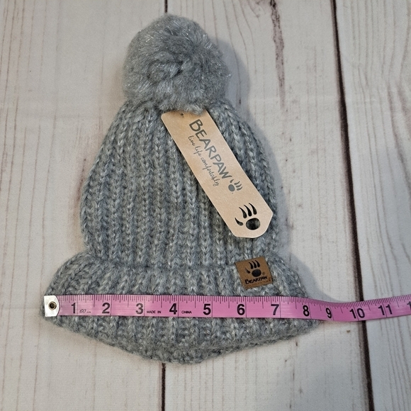 Bearpaw Knit Beanie Hat Cap Grey with Metallic - Picture 4 of 9